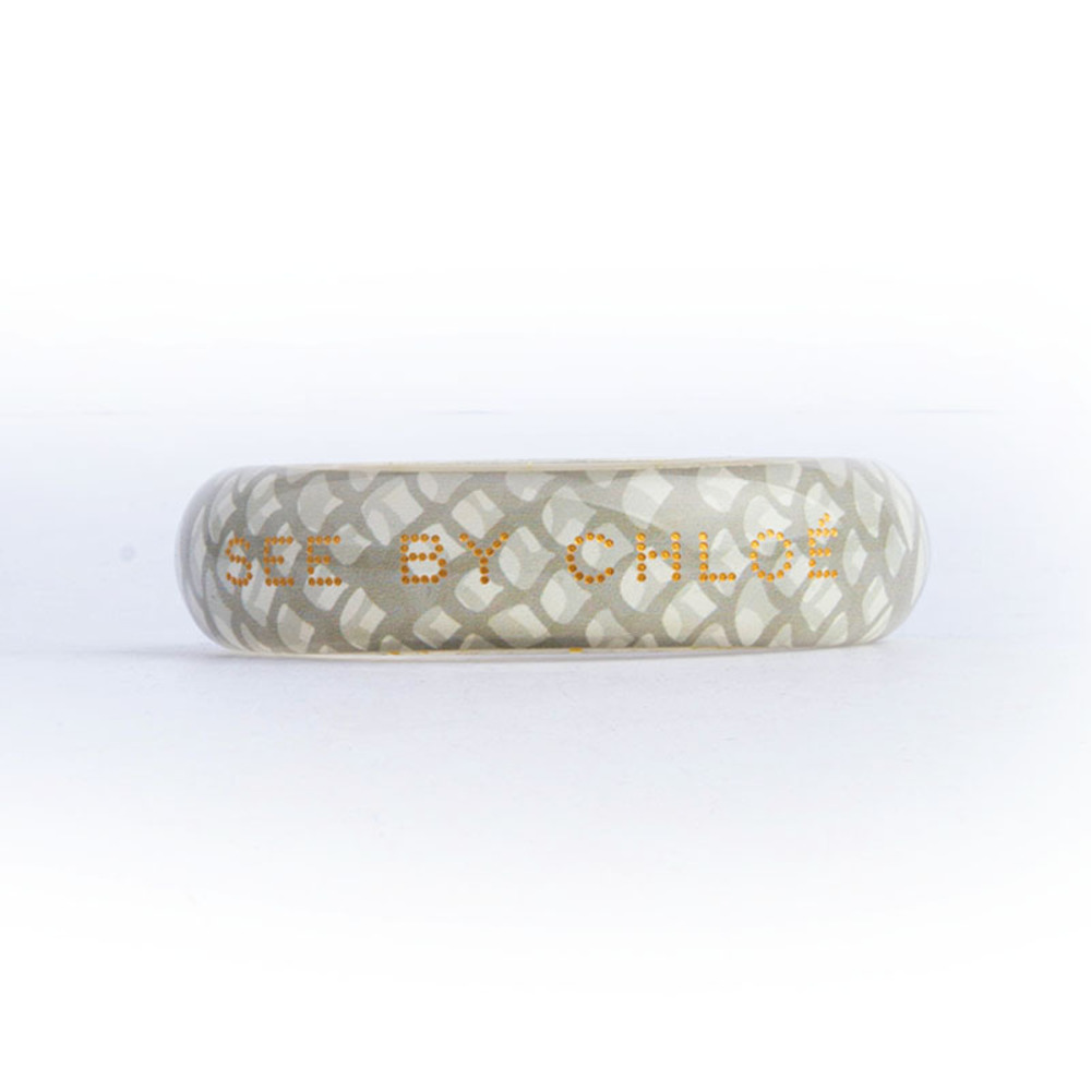 See By Chloé Beige Cream Logo Bangle Bracelet